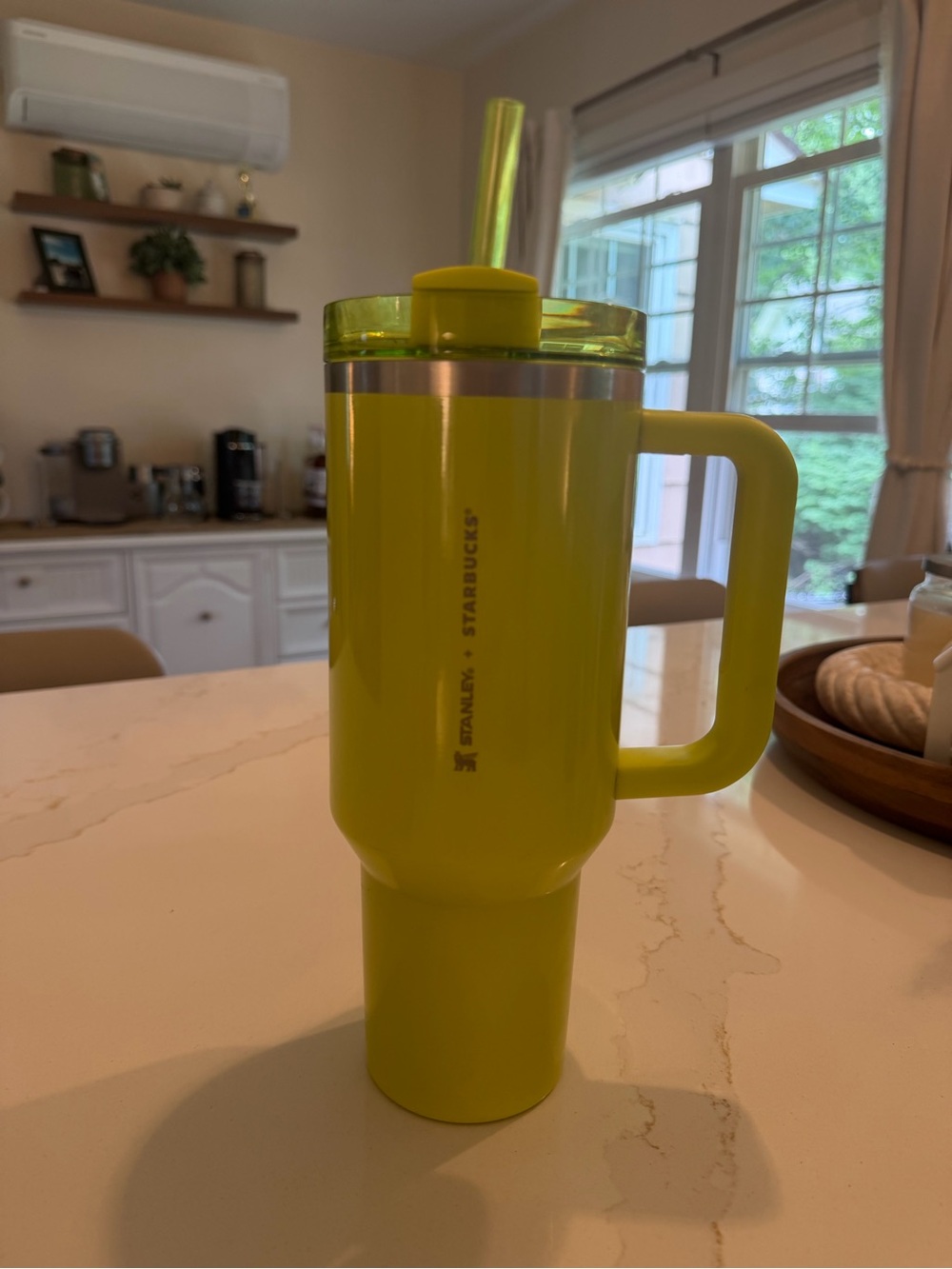 Stanley STARBUCKS Neon Yellow Travel Tumbler with Handle and Straw